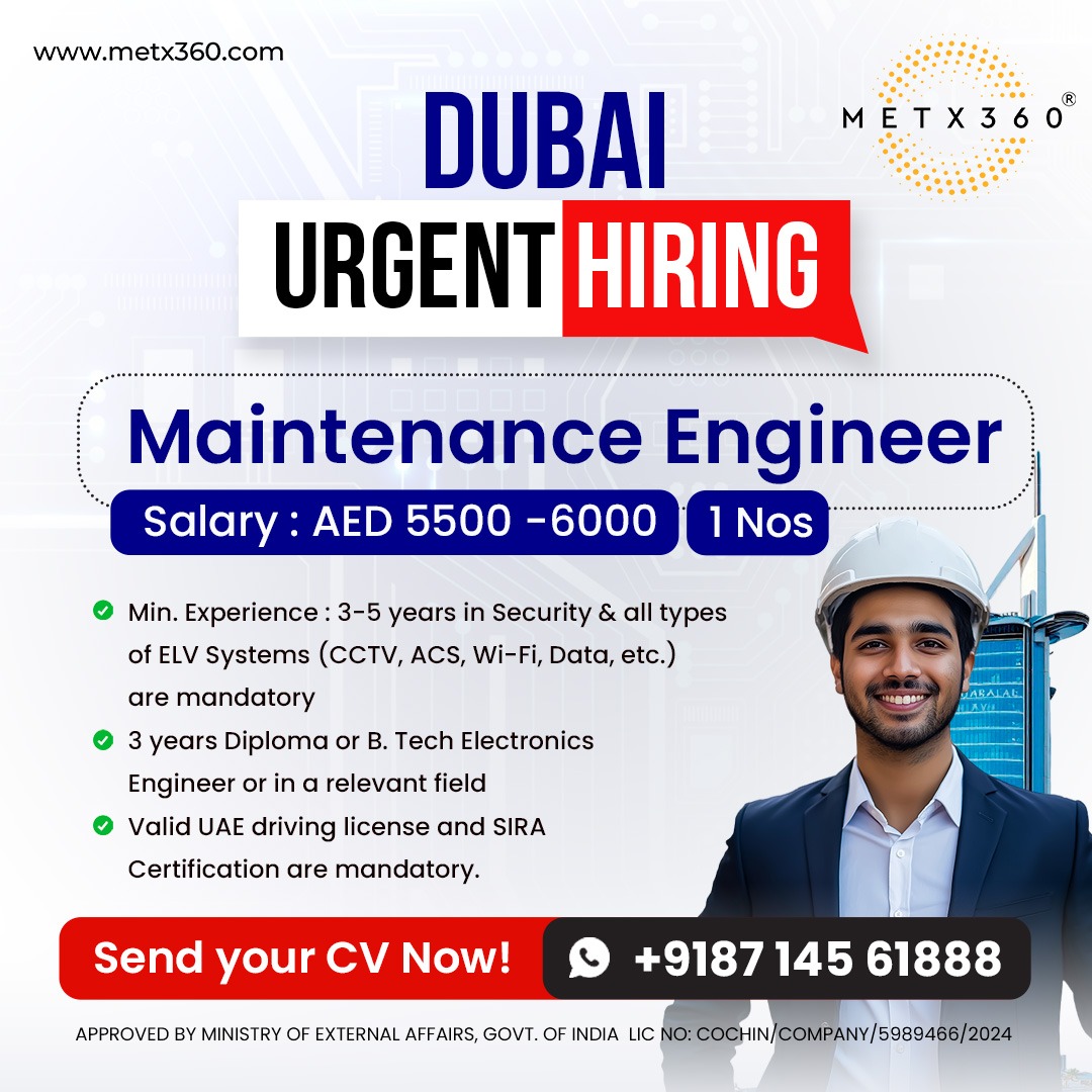 Dubai Job Vacancy in Kochi, Kerala