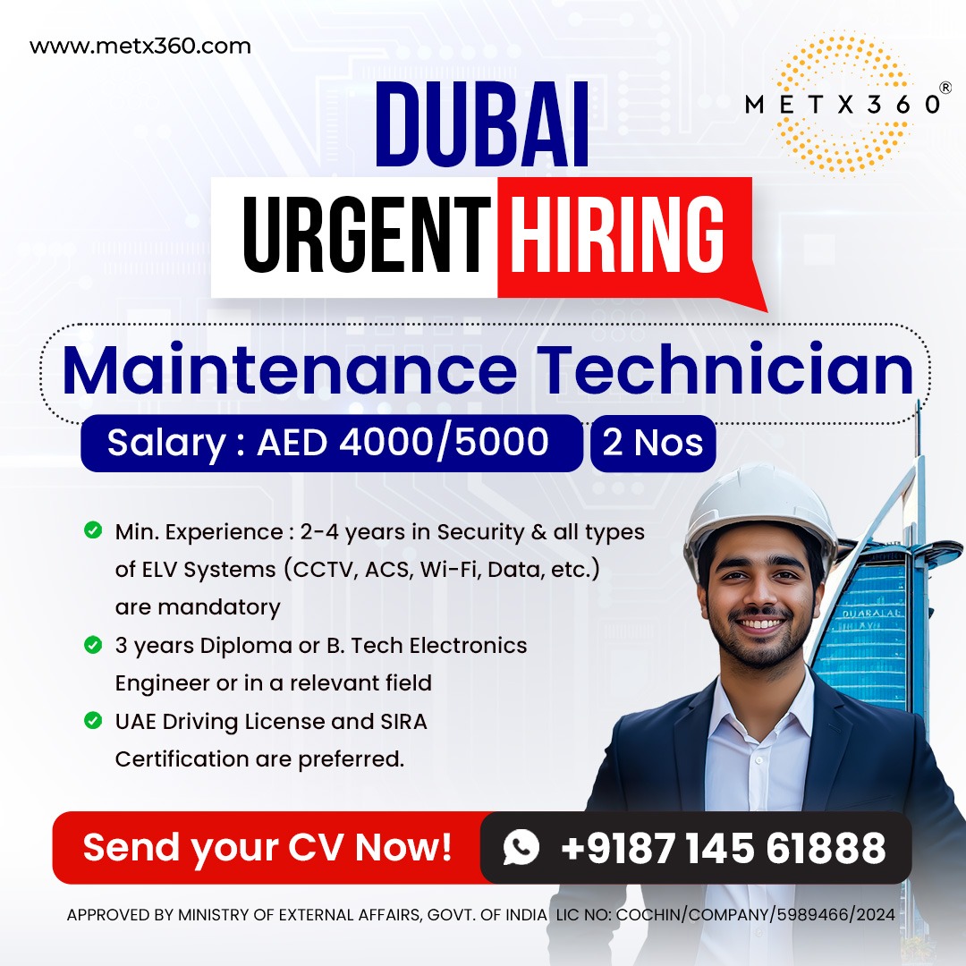 Dubai Job Vacancy in Kochi, Kerala